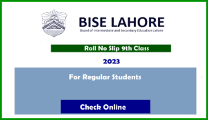 BISE Lahore Roll No Slip 9th Class 2023 