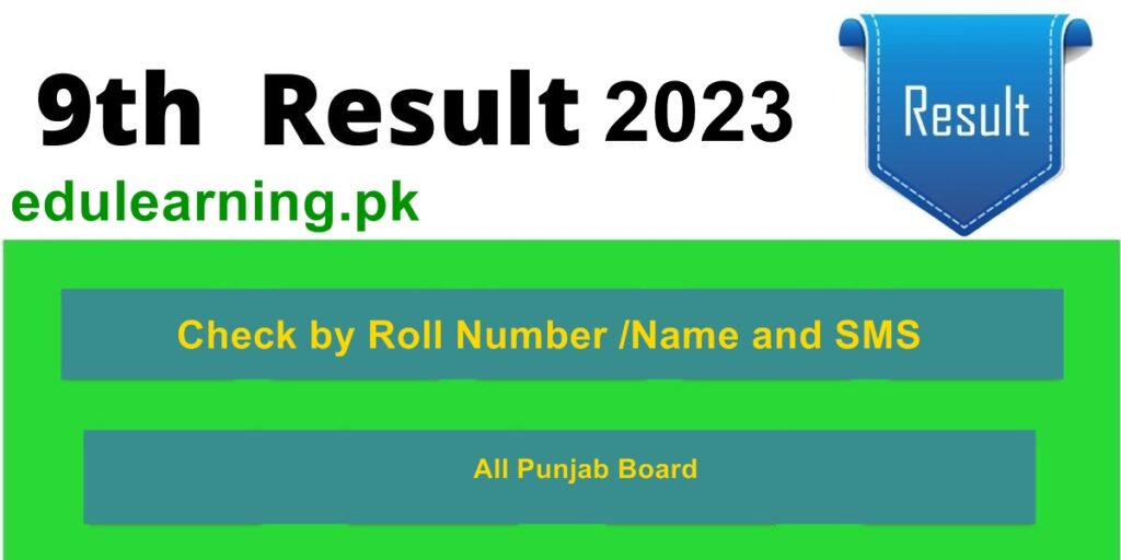 9th Class Result 2024 Check by Roll Number Punjab Board