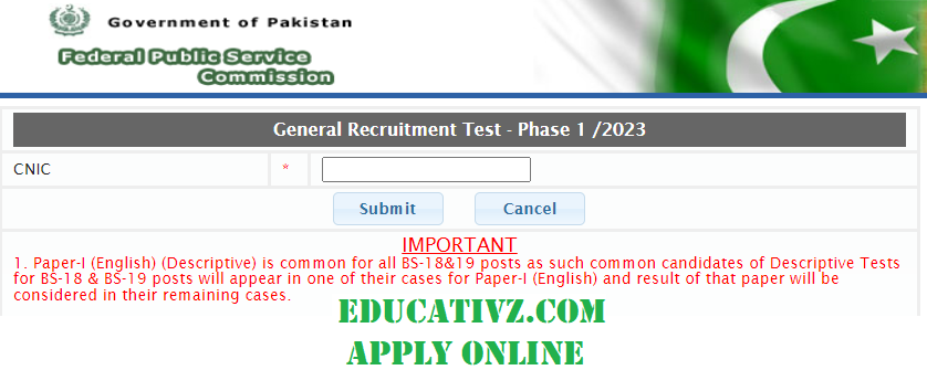 FPSC Admission Certificate Phase 1 